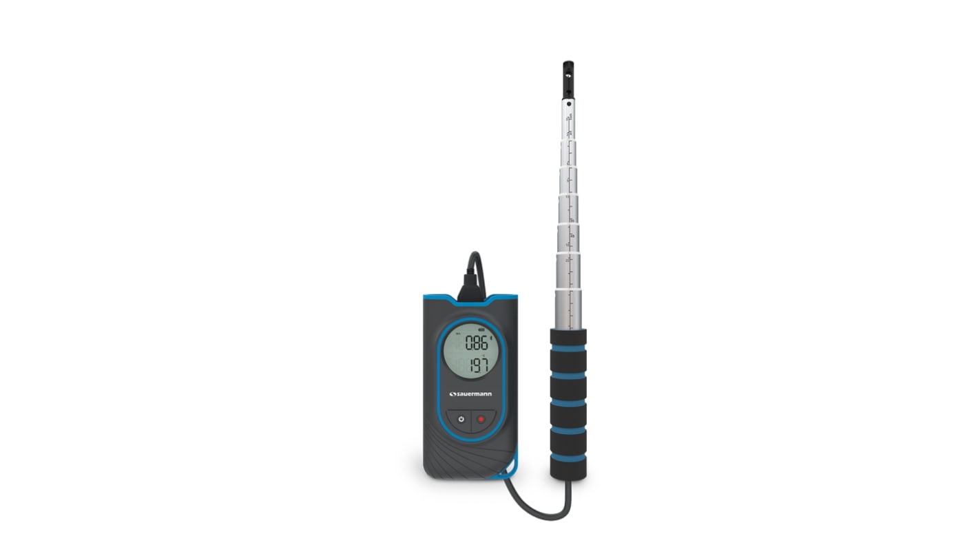 SAUERMANN. Anemometer, bis 30m/s, 0.1m/s, Luftstrom, Luftgeschwindigkeit, Temperatur, Typ Hitzedraht