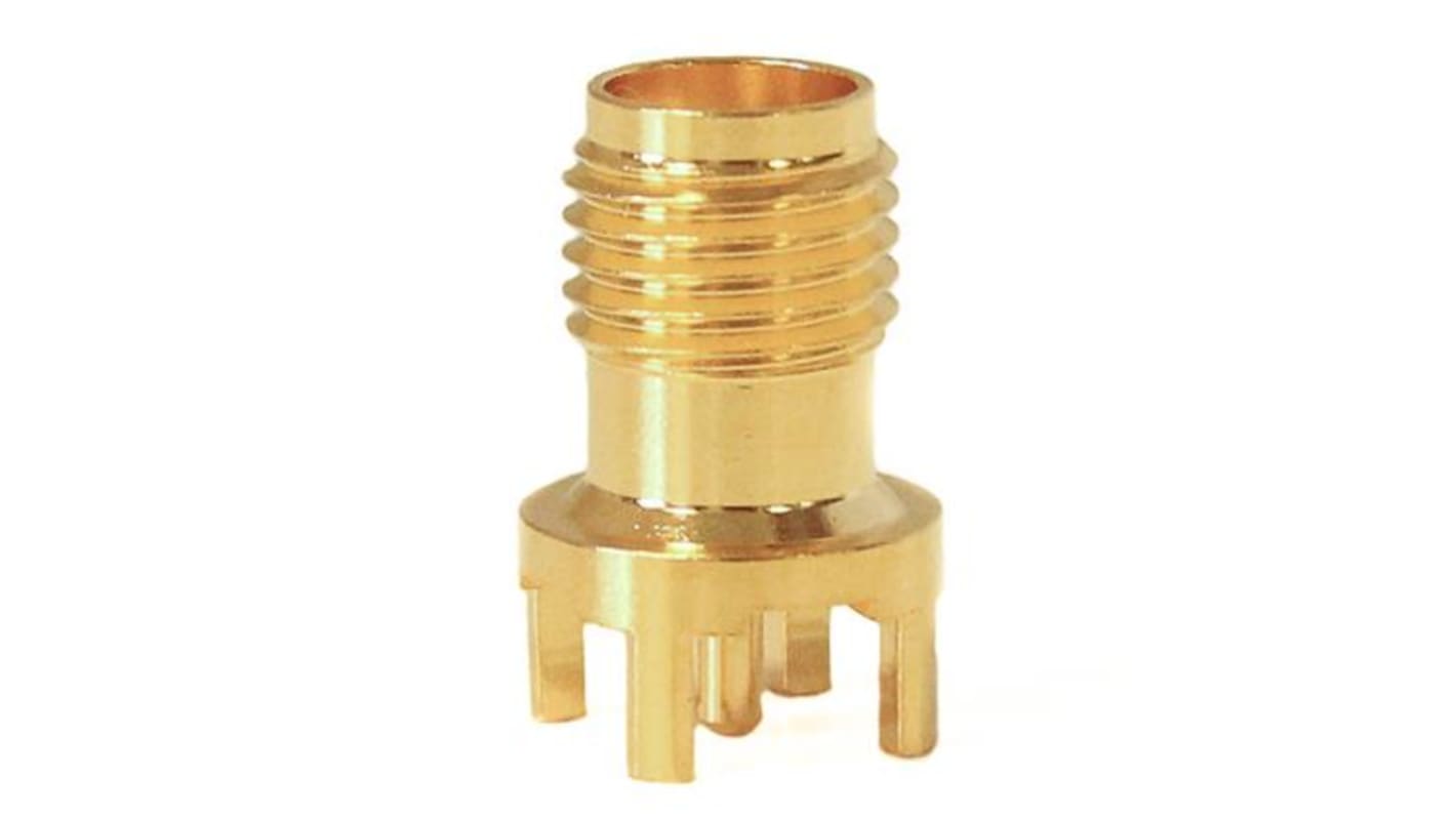 Mueller Electric, jack PCB Mount SMA Connector, 50Ω, Solder Termination, Straight Body