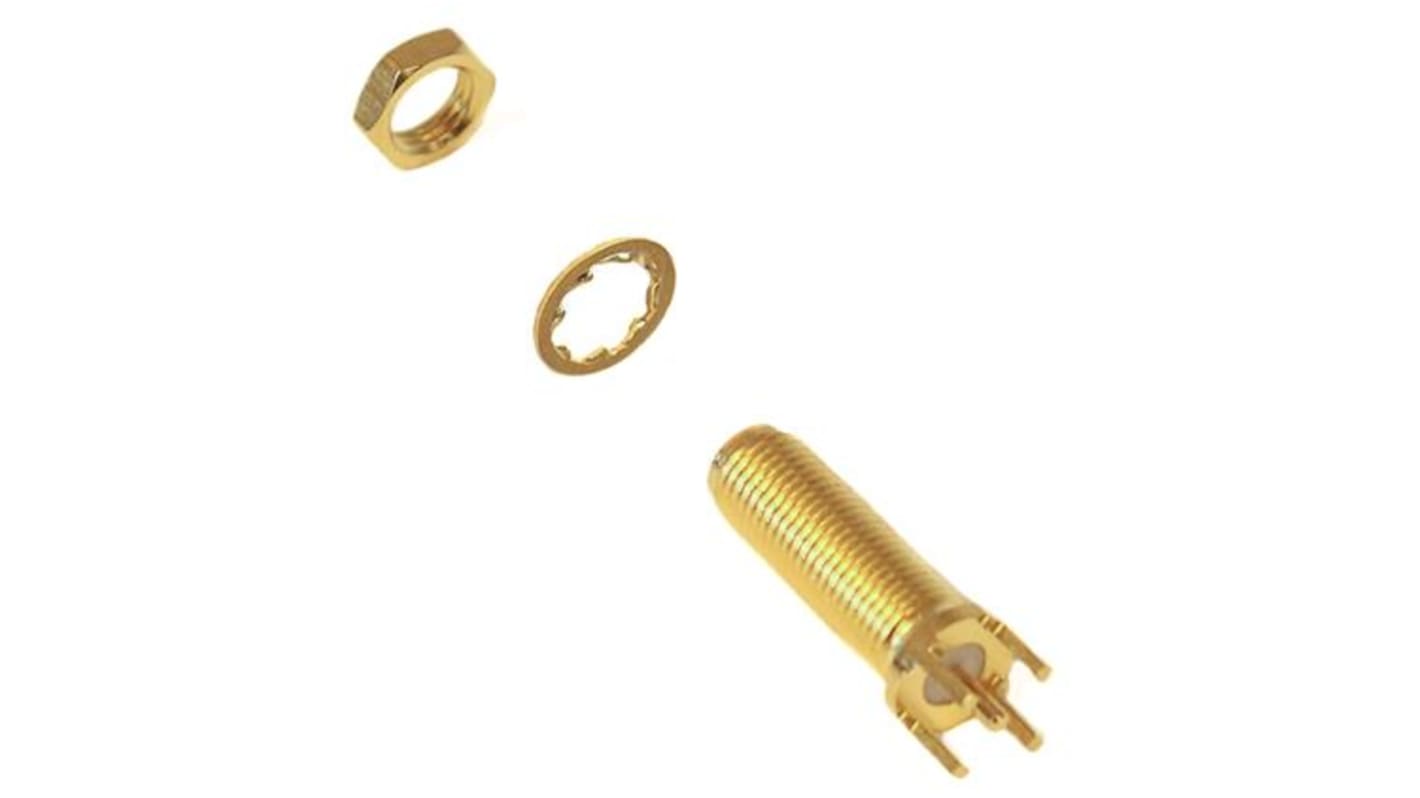 Mueller Electric, Jack PCB Mount SMA Connector, 50Ω, Solder Termination, Straight Body