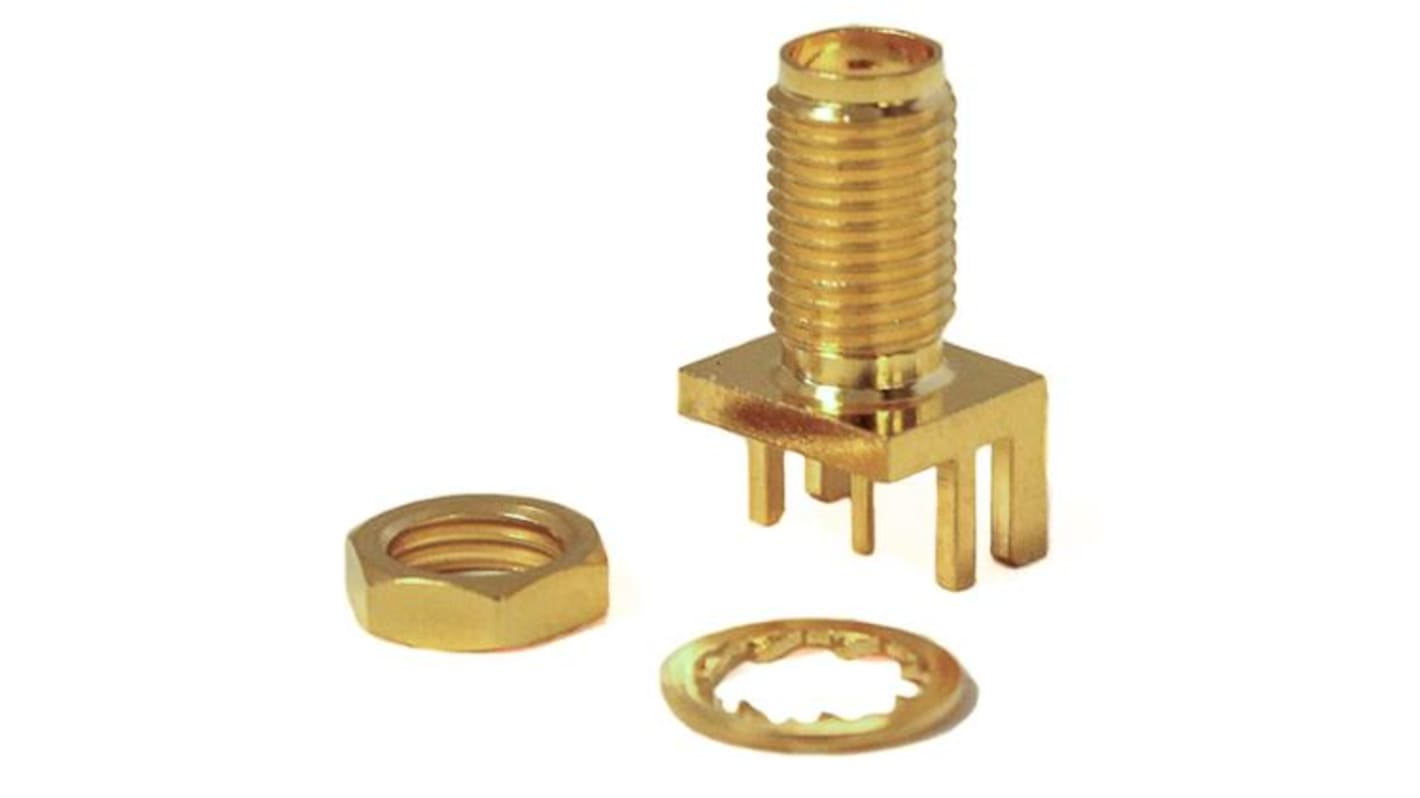 Mueller Electric, jack Edge Mount SMA Connector, 50Ω, Solder Termination, Straight Body