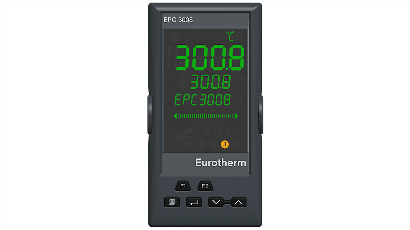 Eurotherm EPC3008 Panel Mount PID Controller, 48 x 96mm 1 Input 1 DC Output, 1 Logic, 1 Relay, 100 → 230 V ac Supply