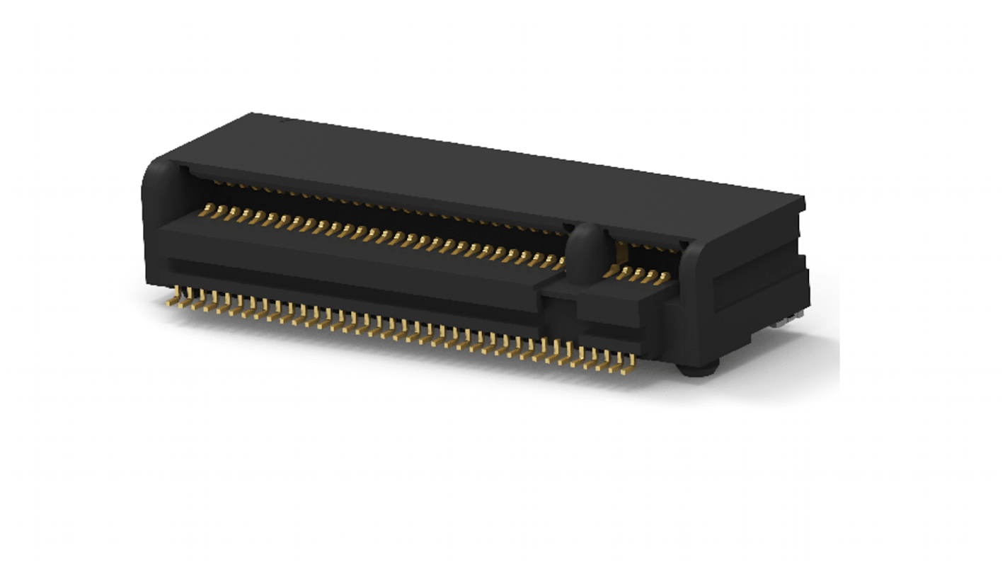 TE Connectivity Right Angle Female Edge Connector, Through Hole Mount, 67-Contacts, 1mm Pitch, 2-Row, Solder Termination