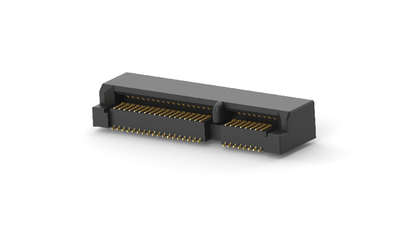 TE Connectivity Right Angle Edge Connector, 52-Contacts, 0.8mm Pitch, 2-Row, Surface Mount Termination