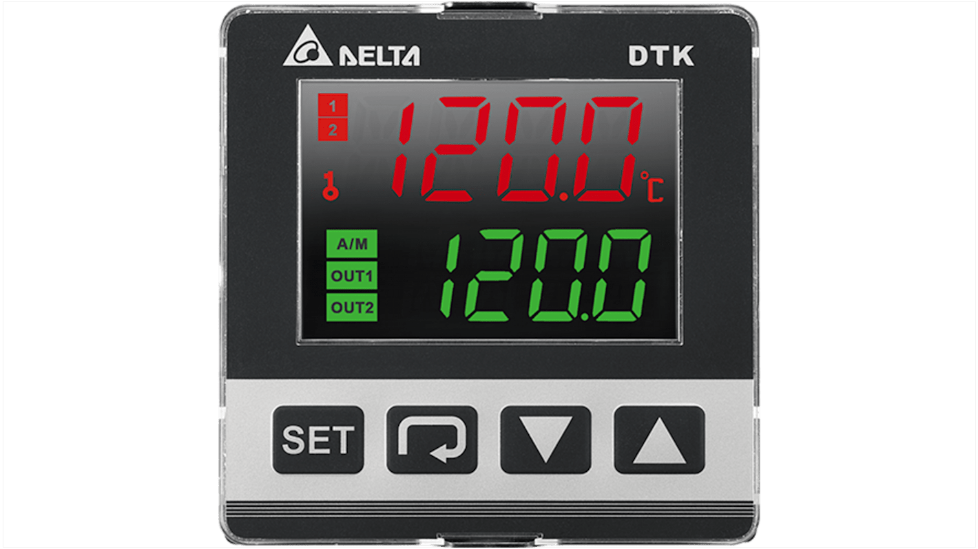Rs-Online Termoregolatori PID Delta Electronics DTK 100 → 240 V 72 x 72mm 2 uscite Relè