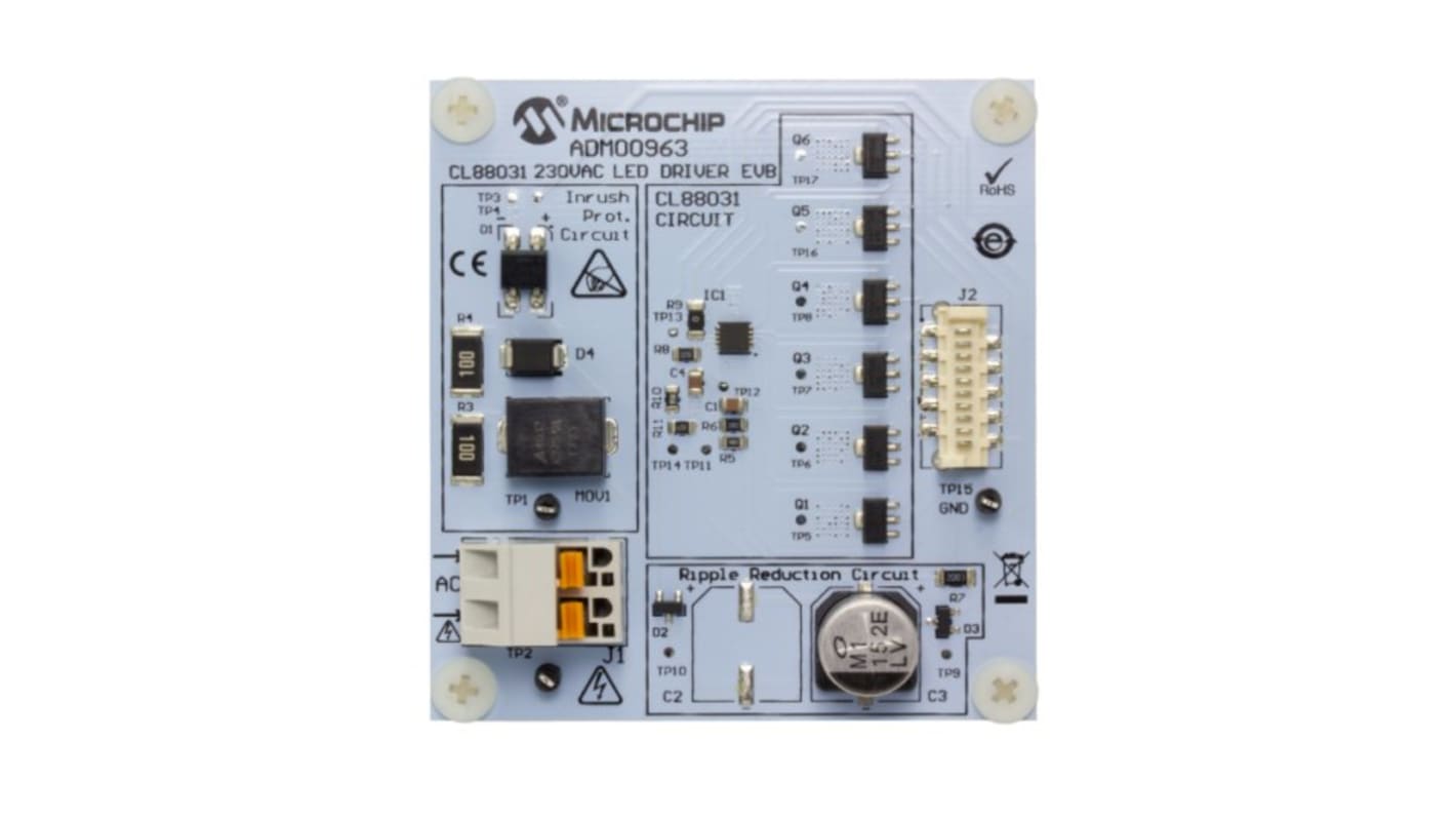 Microchip LED 驱动器智能 LED 驱动, CL88031 230VAC, 用于CL88031