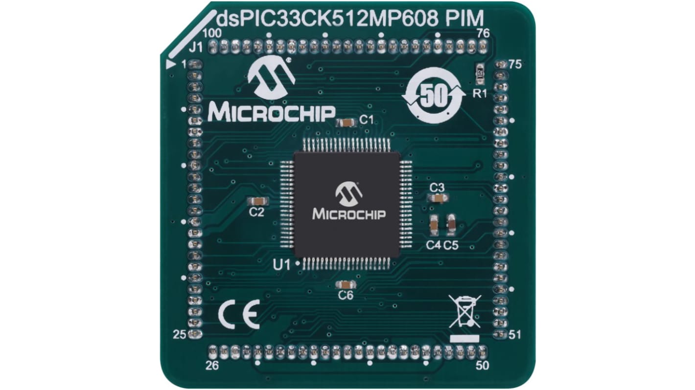 Microchip dsPIC插入式模块, 16 位 MCU内核, dsPIC33CK512MP608 GP PIM
