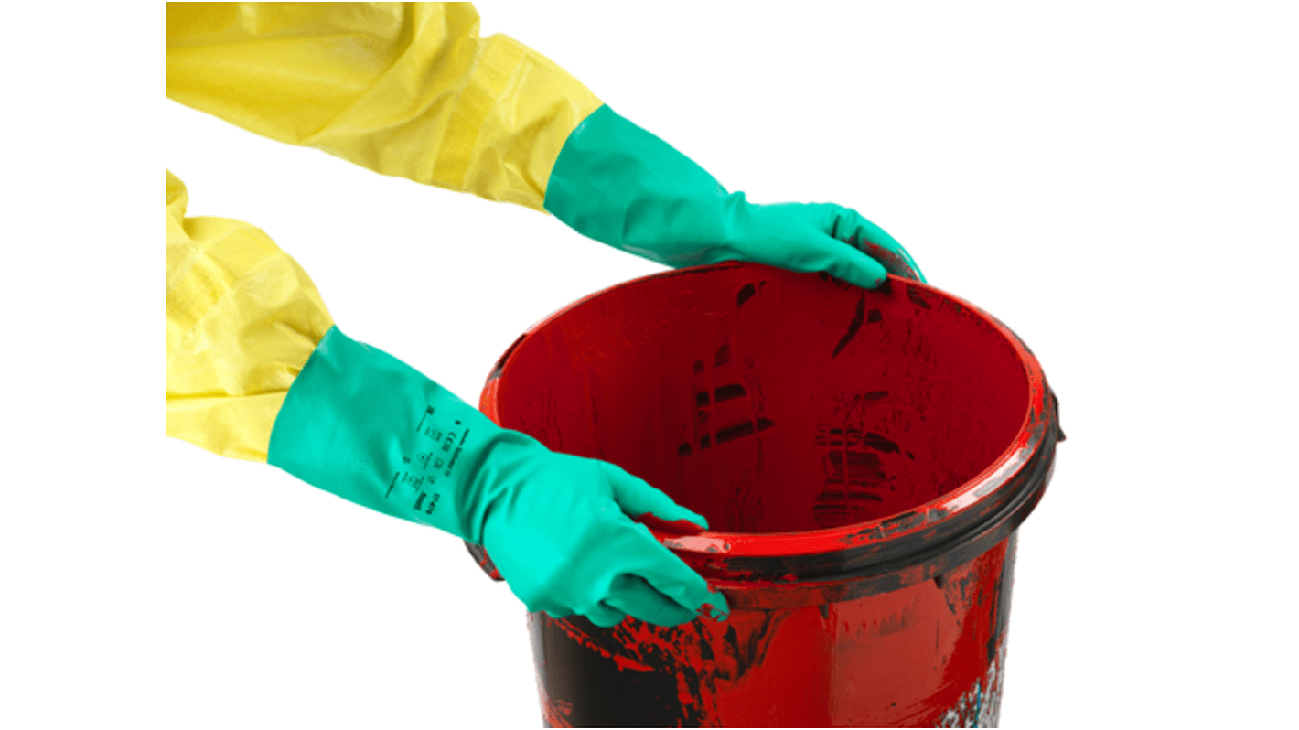 Ansell 37-676 Green Nitrile Abrasion Resistant, Chemical Resistant Work Gloves, Size 8, Nitrile Coating