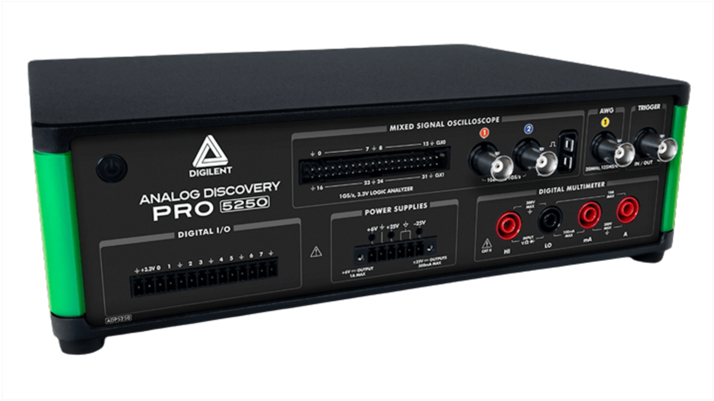 Digilent ADP5250 Analog Discovery Pro Series, 100MHz Bench Mixed Domain Oscilloscope, 34 Digital Channels