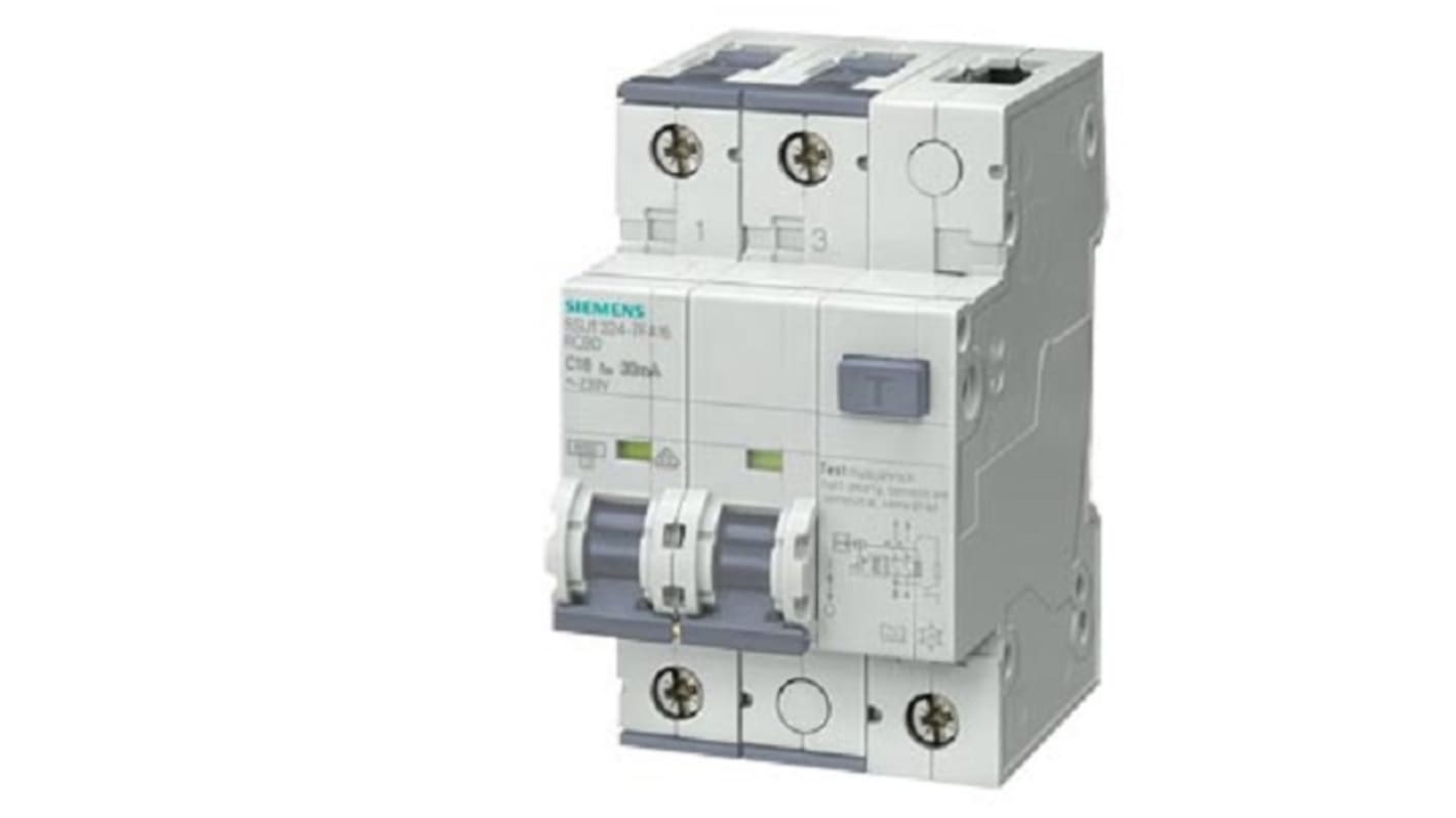Siemens Sentron SENTRON 5SU1xxx FI/LS-Schalter 13A, 2-polig Typ A, Empfindlichkeit 30mA