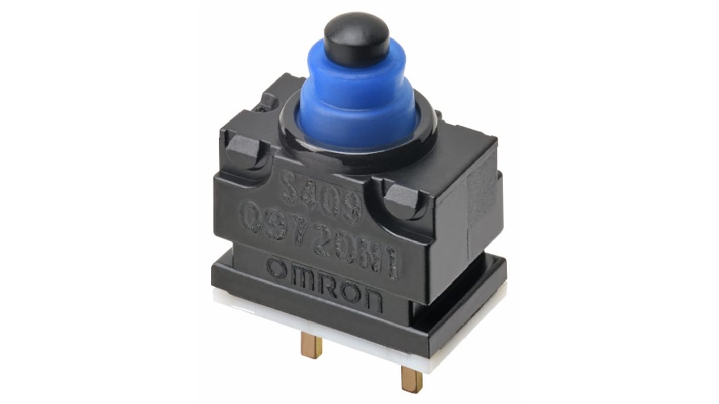 Microrupteur subminiature à bouton poussoir Omron, droite pour CI, SPST -NC, 1 mA