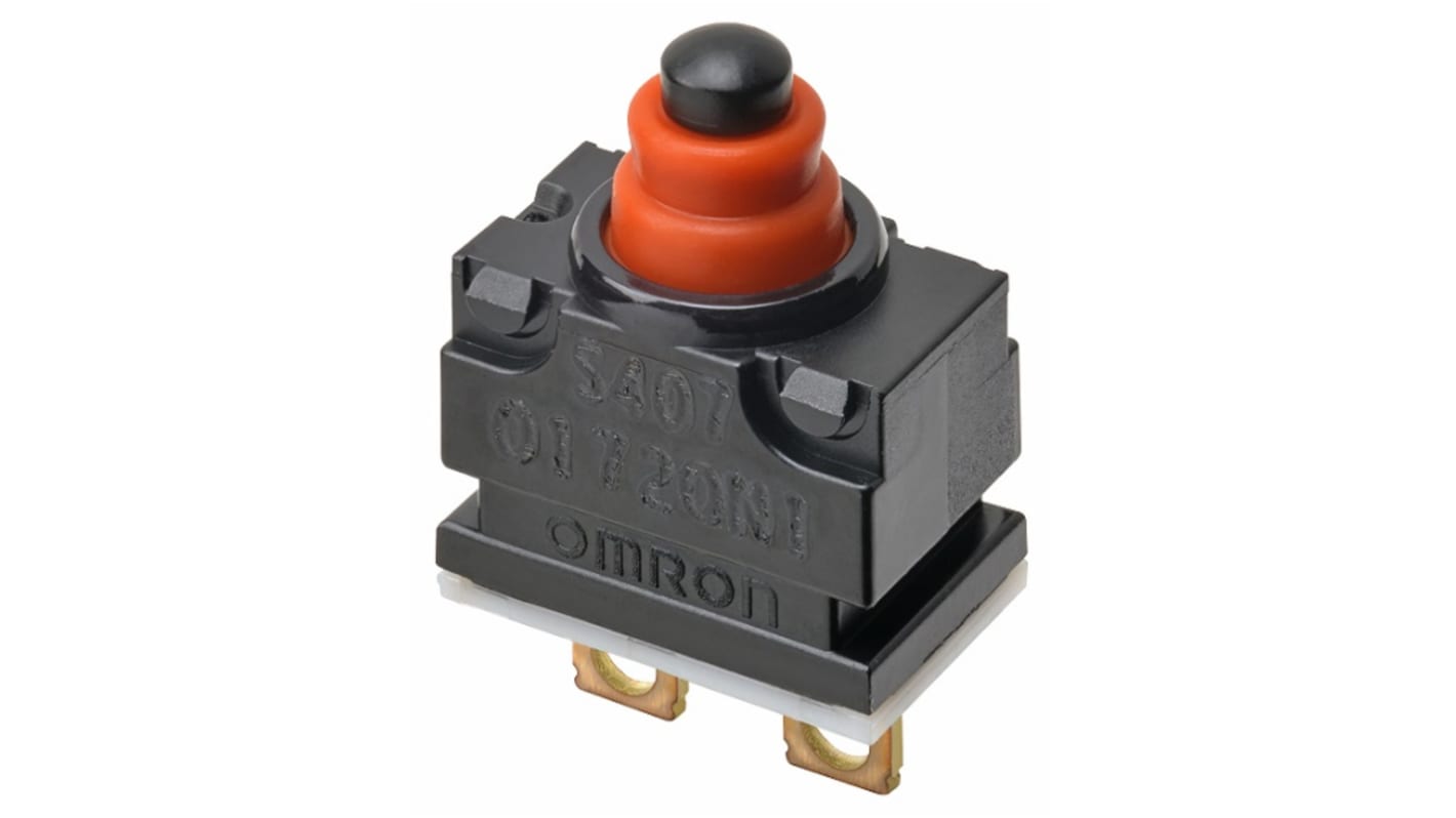 Microrupteur subminiature à bouton poussoir Omron, A souder, SPST, 1 mA