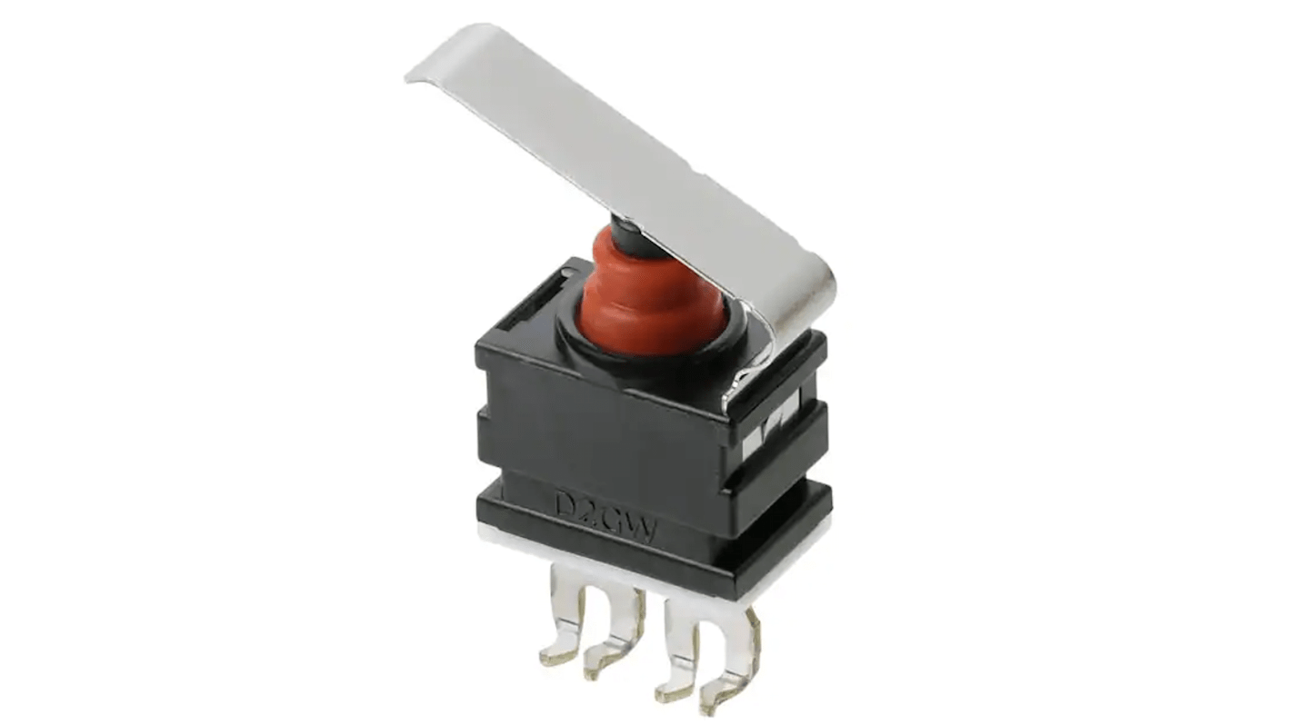 Microrupteur subminiature Levier articulé Omron, droite pour CI, SPST, 1 mA