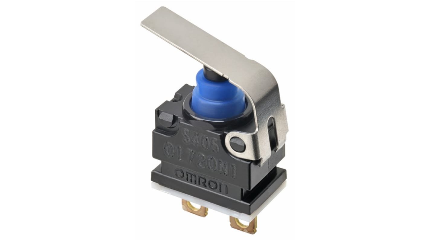 Omron Hinge Lever Subminiature Micro Switch, Solder Terminal, 1 mA, SPST -NC, IP67
