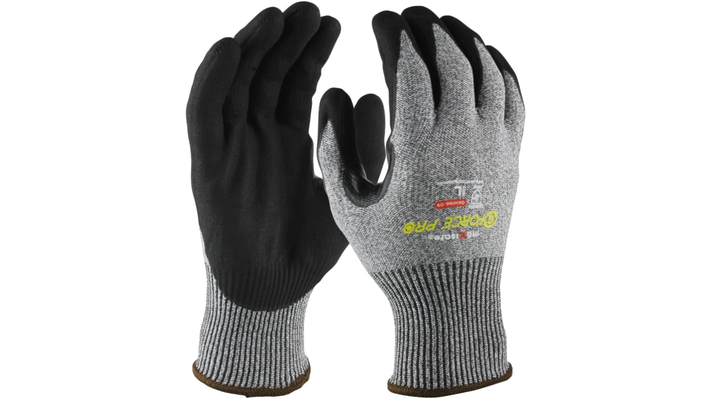 Maxisafe Black, Grey Abrasion Resistant, Cut Resistant Work Gloves, Nitrile Micro-Foam Coating