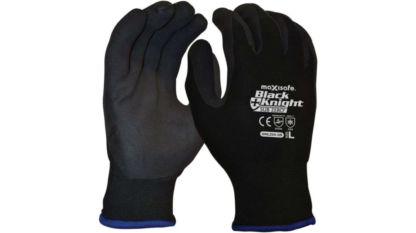 Maxisafe Black Acrylic Abrasion Resistant, Thermal Work Gloves, Nitrile Coating