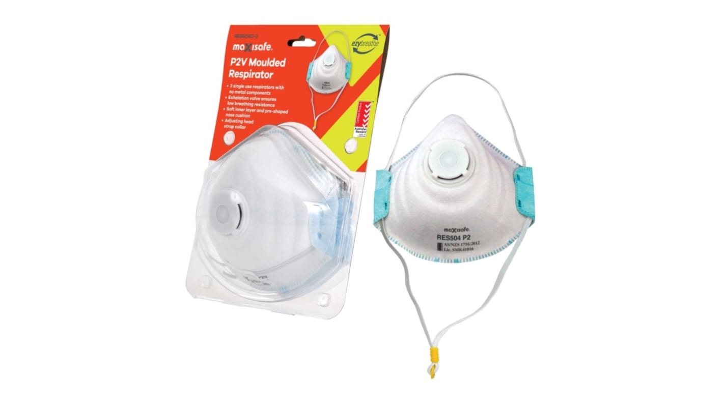 Maxisafe Disposable Respirator, P2, Valved, Moulded