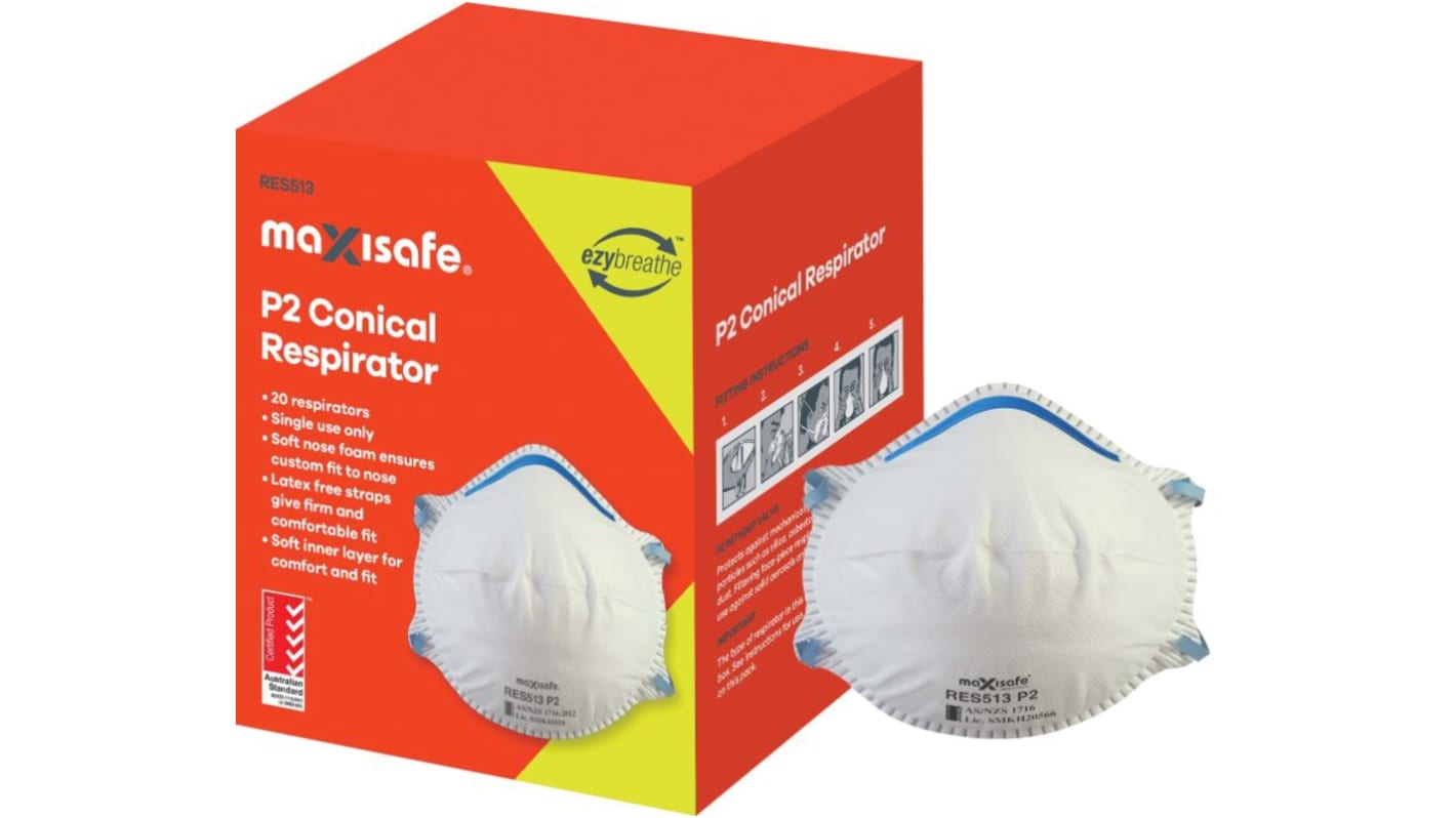 Maxisafe Disposable Respirator, P2, Non-Valved, Moulded