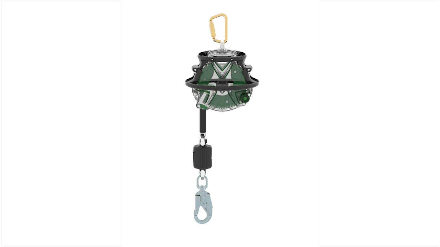 MSA Safety 电镀钢自缩型救生索, 单钩, 10m绳长, 140kg负载能力, 聚碳酸酯外壳
