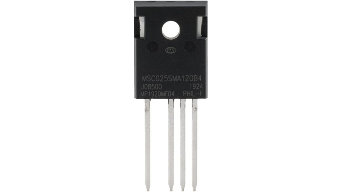 Microchip N沟道MOS管, Vds=1200 V, 73 A, TO-247-4, 通孔安装, 4引脚