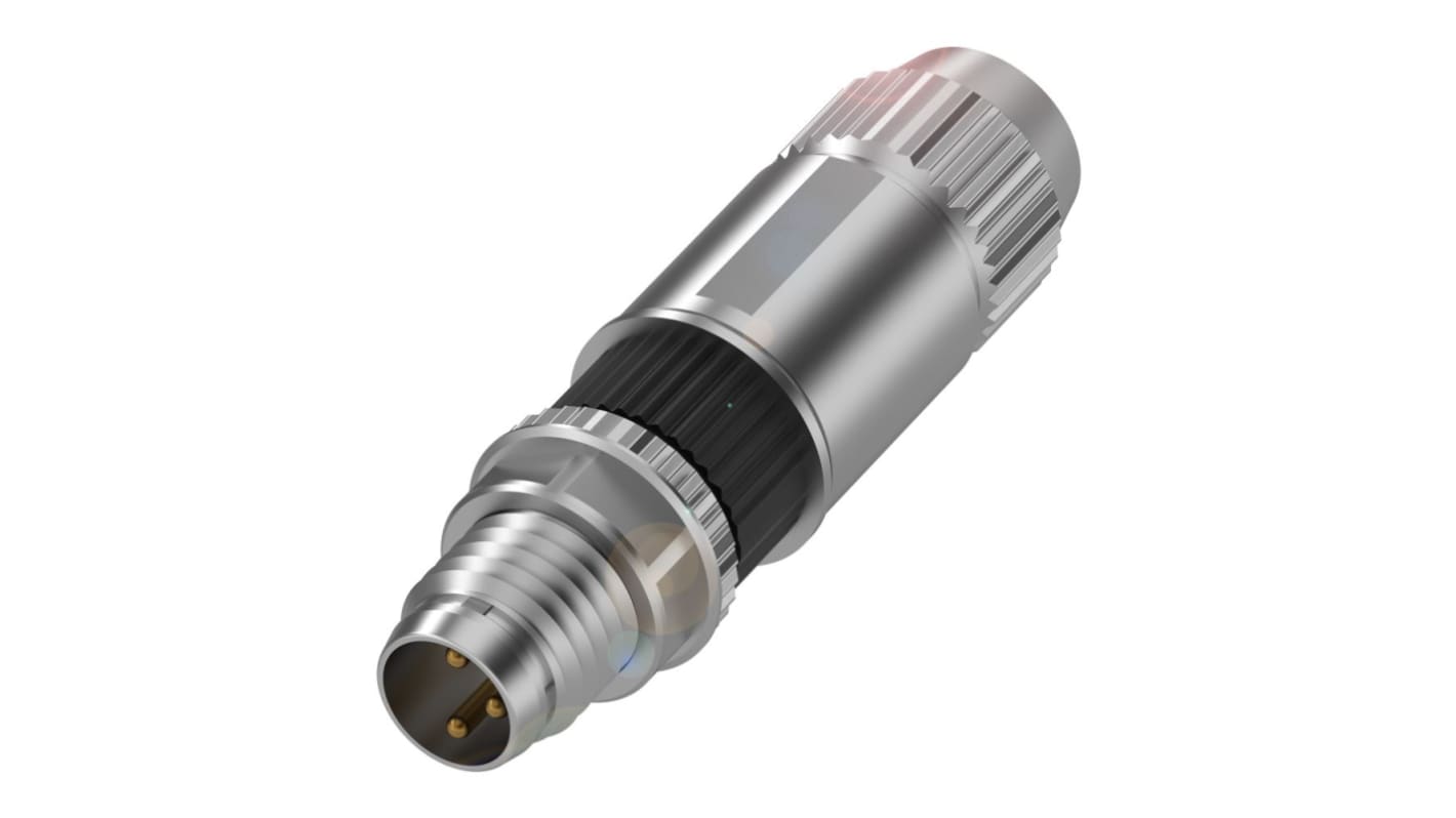 BALLUFF M8圆形连接器插头, 4芯, 电缆安装, 螺钉端接, IP67