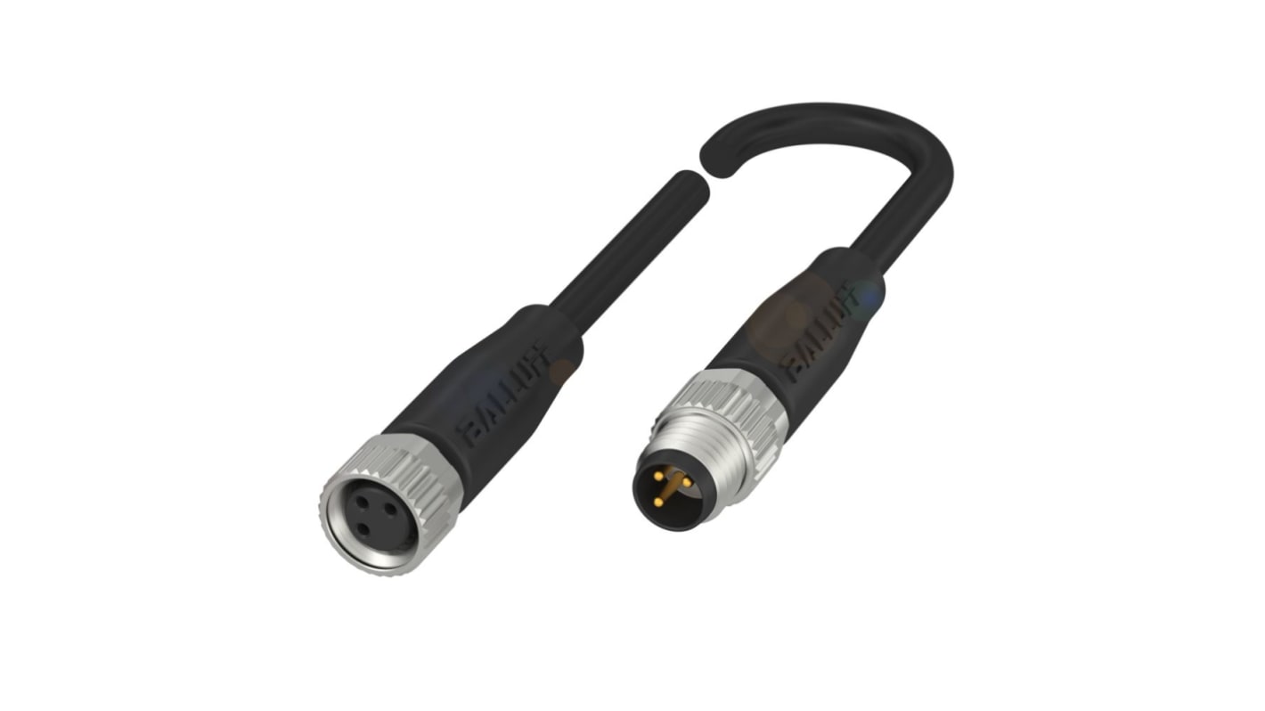 Cable de conexión BALLUFF, con. A M8 Hembra, con. B M8 Macho, cod.: A, long. 600mm, IP67, IP69K