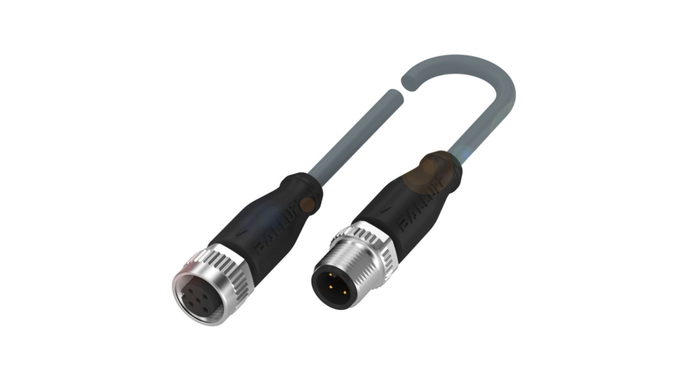 BALLUFF Straight Female M12 to Straight Male M12 Sensor Actuator Cable, 2m