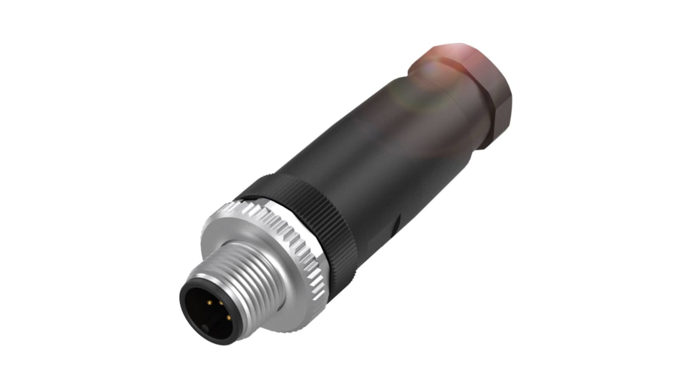 BALLUFF M12圆形连接器插头, 5芯, 电缆安装, 螺钉端接, IP67