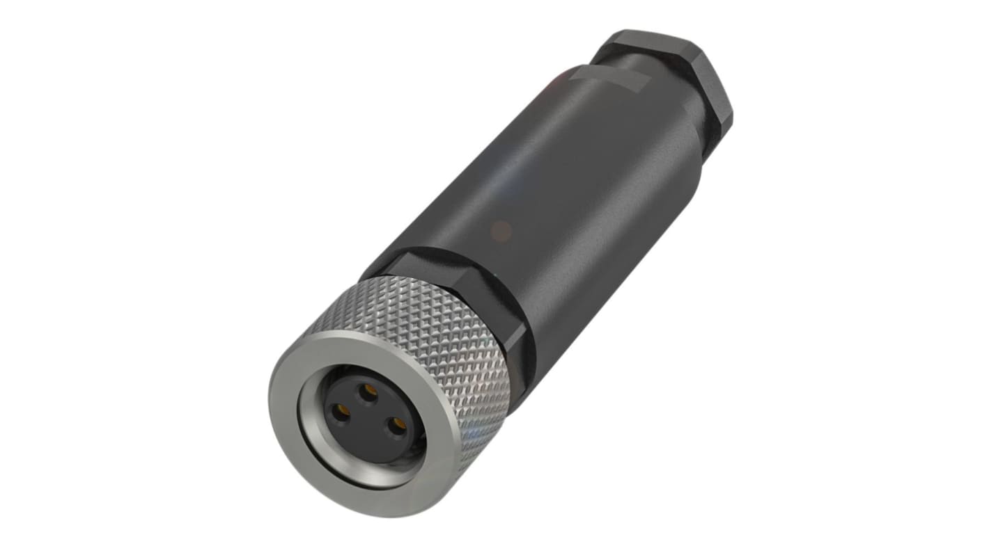 BALLUFF M8圆形连接器插座, 3芯, 电缆安装, 螺钉端接, IP67