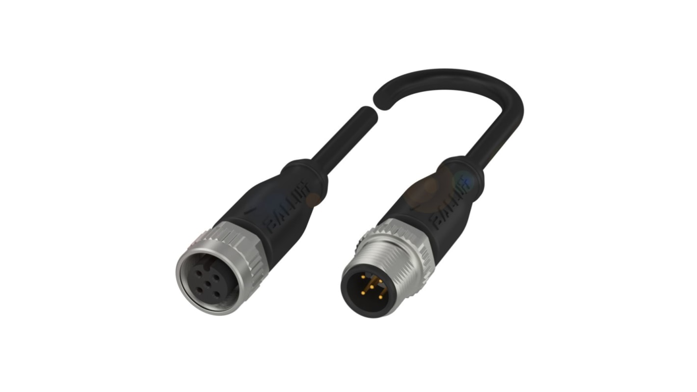 Cable de conexión BALLUFF, con. A M12 Hembra, con. B M12 Macho, cod.: A, long. 1m, IP67, IP68, IP69K