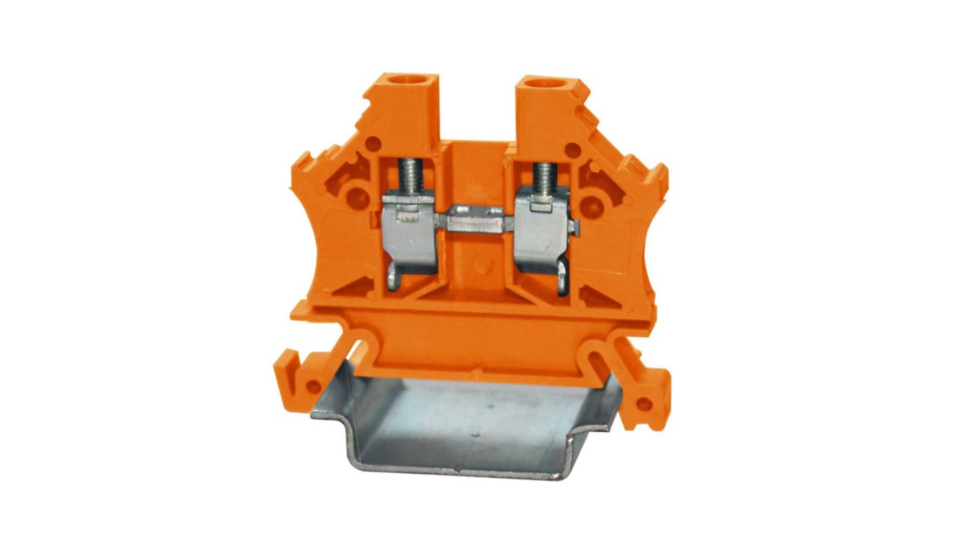 RS PRO Orange Feed Through Terminal Block, Single-Level, Cage Clamp Termination