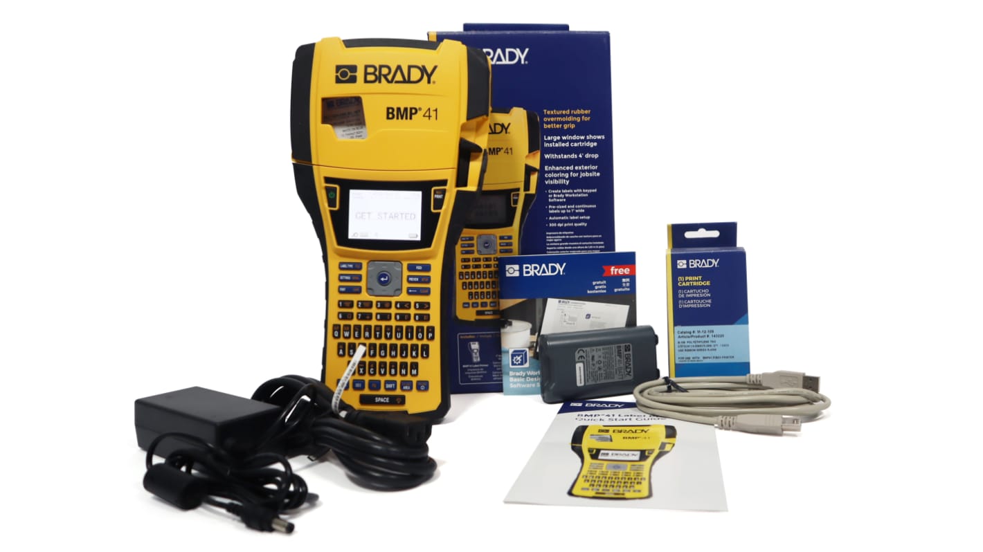 Kit de impresora de etiquetas de mano Brady BMP41, teclado QWERTY, conectividad USB