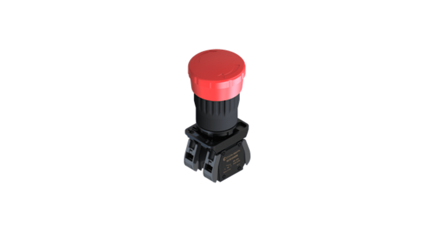 RS PRO Twist Release Emergency Stop Push Button, Panel Mount, 22mm Cutout, 2NC, IP65