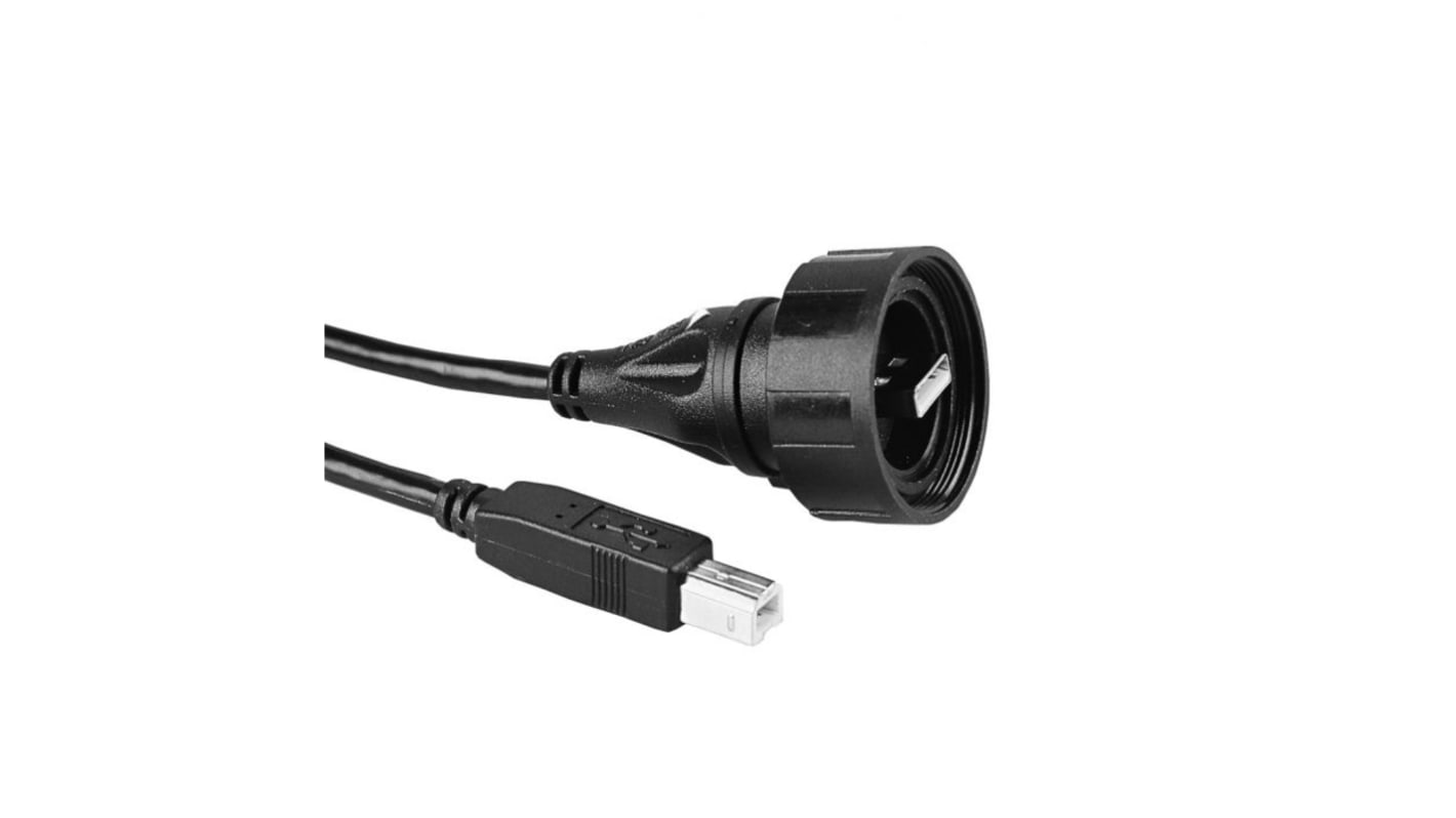 Bulgin USB-kabel, USB A til USB B, 5m