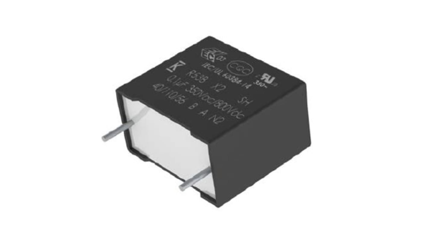 KEMET R53B Film Capacitor, 350V ac, ±10%, 100nF, Through Hole