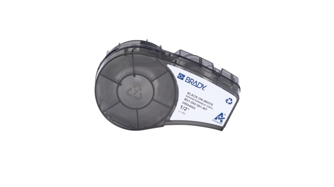 Brady M21 Black on White Label Printer Tape, 12.7 mm Width