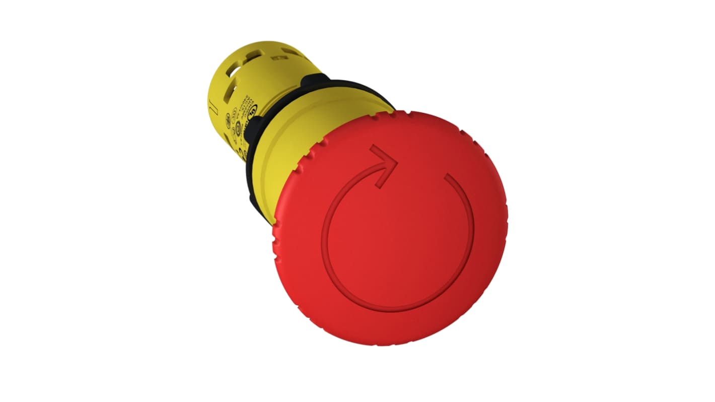Schneider Electric Harmony XB7 Series Twist Release Emergency Stop Push Button, Panel Mount, 22mm Cutout, 1 NC, IP20,