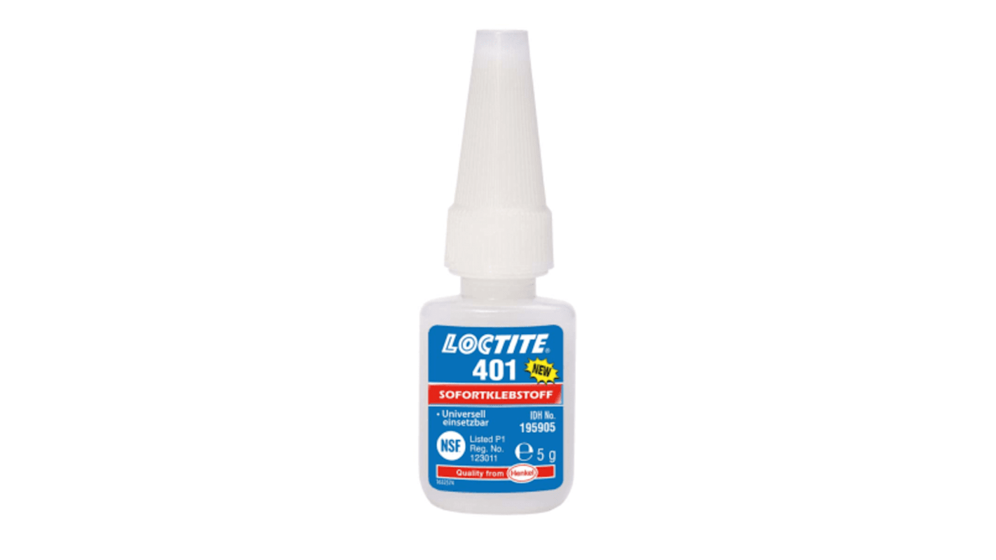 Adhésif instantané Loctite Loctite 401, Liquide, Cyanoacrylate, Transparent, 5 g