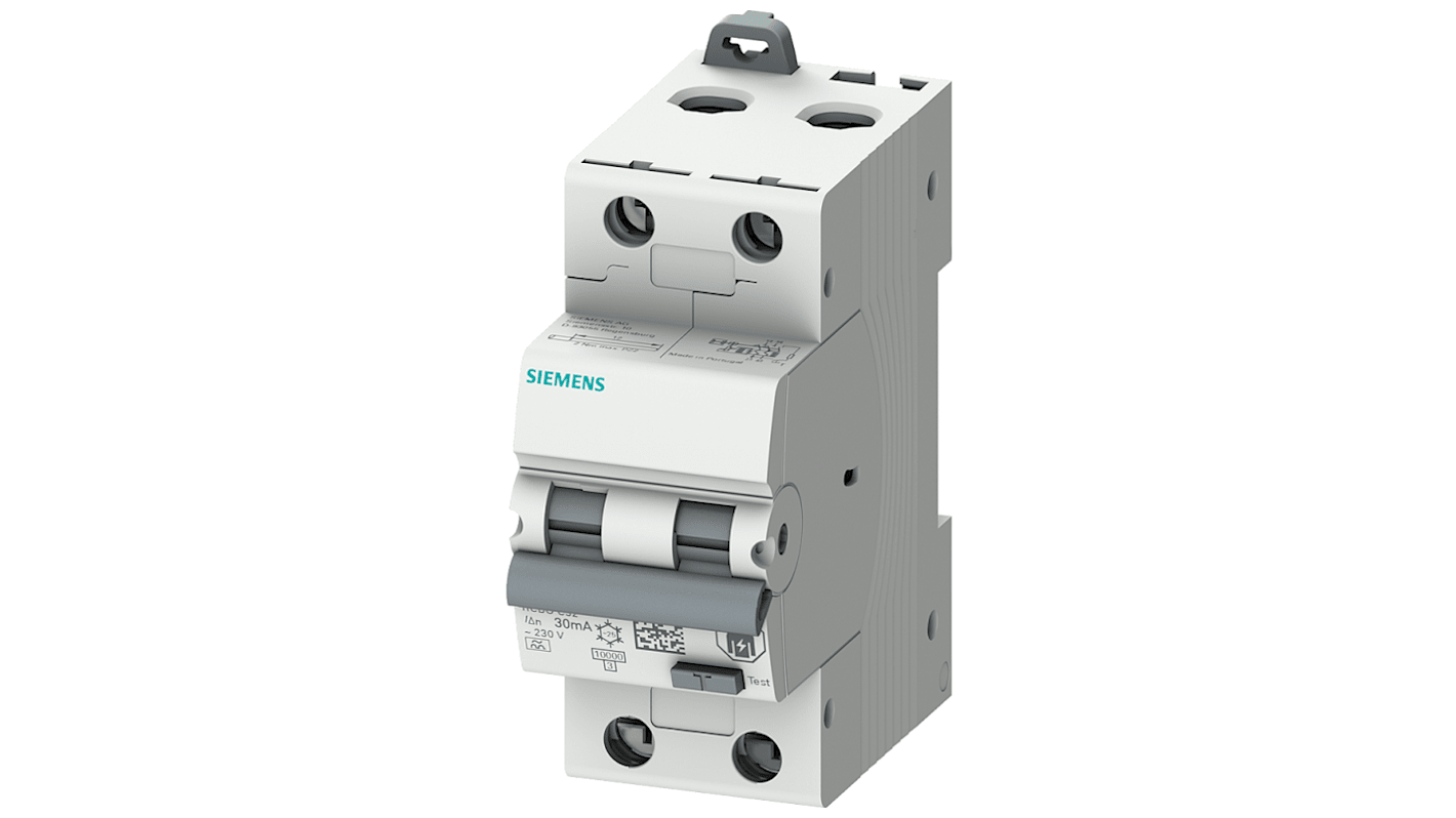 Interruptor automático y diferencial 2P, 6A, Sensibilidad 30mA, Curva Tipo C, Sentron