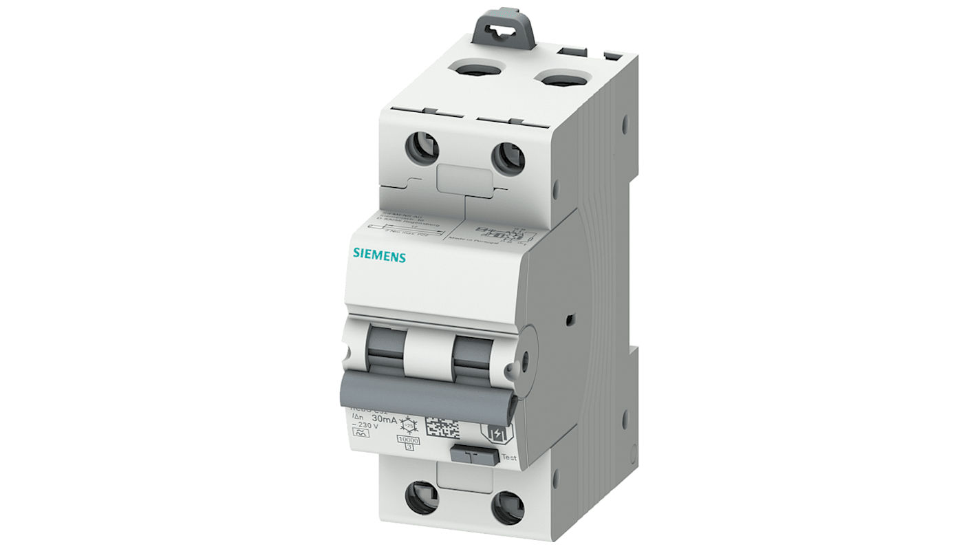 Siemens RCBO, 2-polet, 10A, følsomhed: 30mA