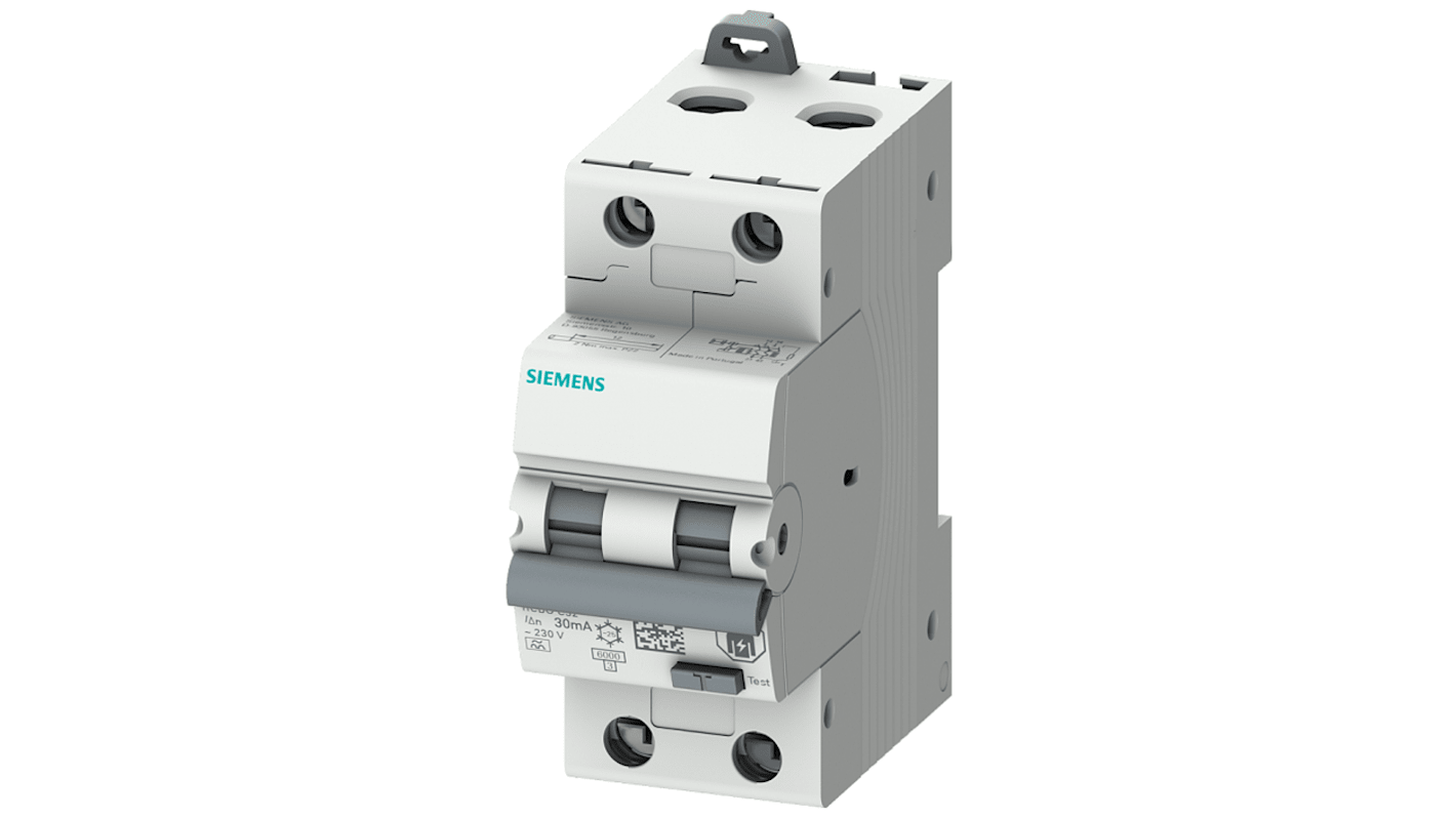 Siemens RCBO, 2-polet, 10A, følsomhed: 30mA