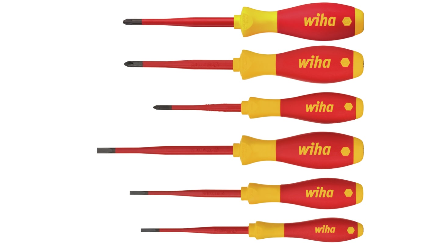 Wiha Phillips; Pozidriv; Slotted Insulated Screwdriver Set, 6-Piece