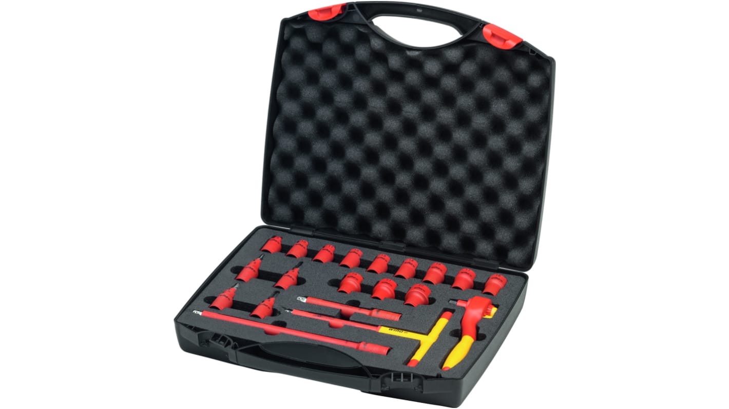 Wiha 21-Piece Metric 3/8 in Standard Socket Set with Ratchet, 6 point