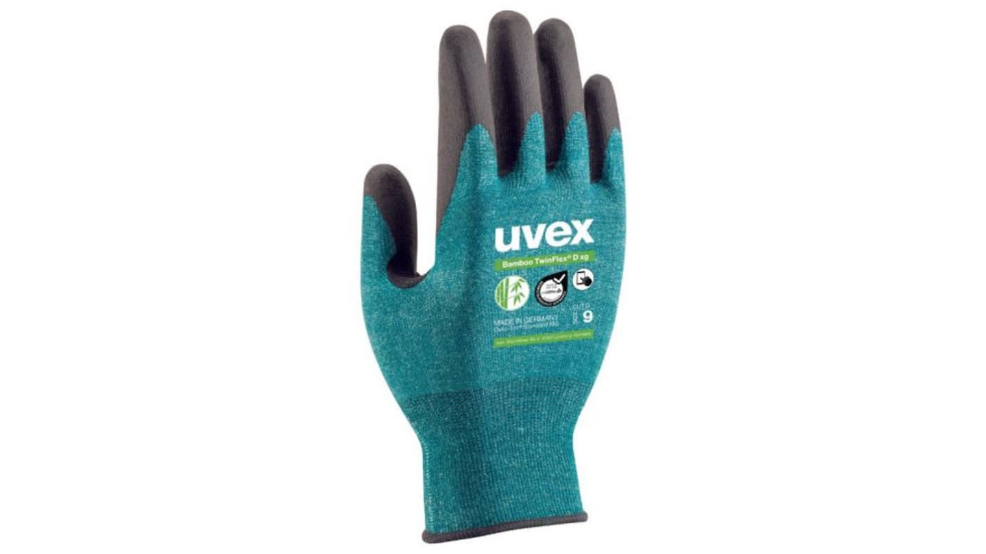 Uvex Bamboo TwinFlex® D xg Grey Elastane Cut Resistant, General Purpose Work Gloves, Size 6, Aqua Polymer Coating