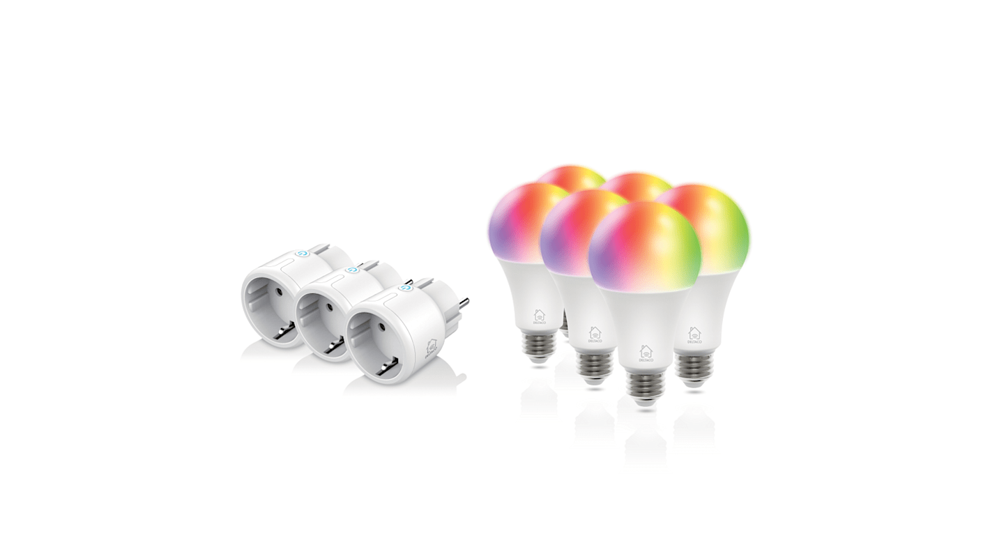 Deltaco Smart Glühbirne Smart Bulb 9 W mit E27 Sockel 6500K, RGB, Weiß