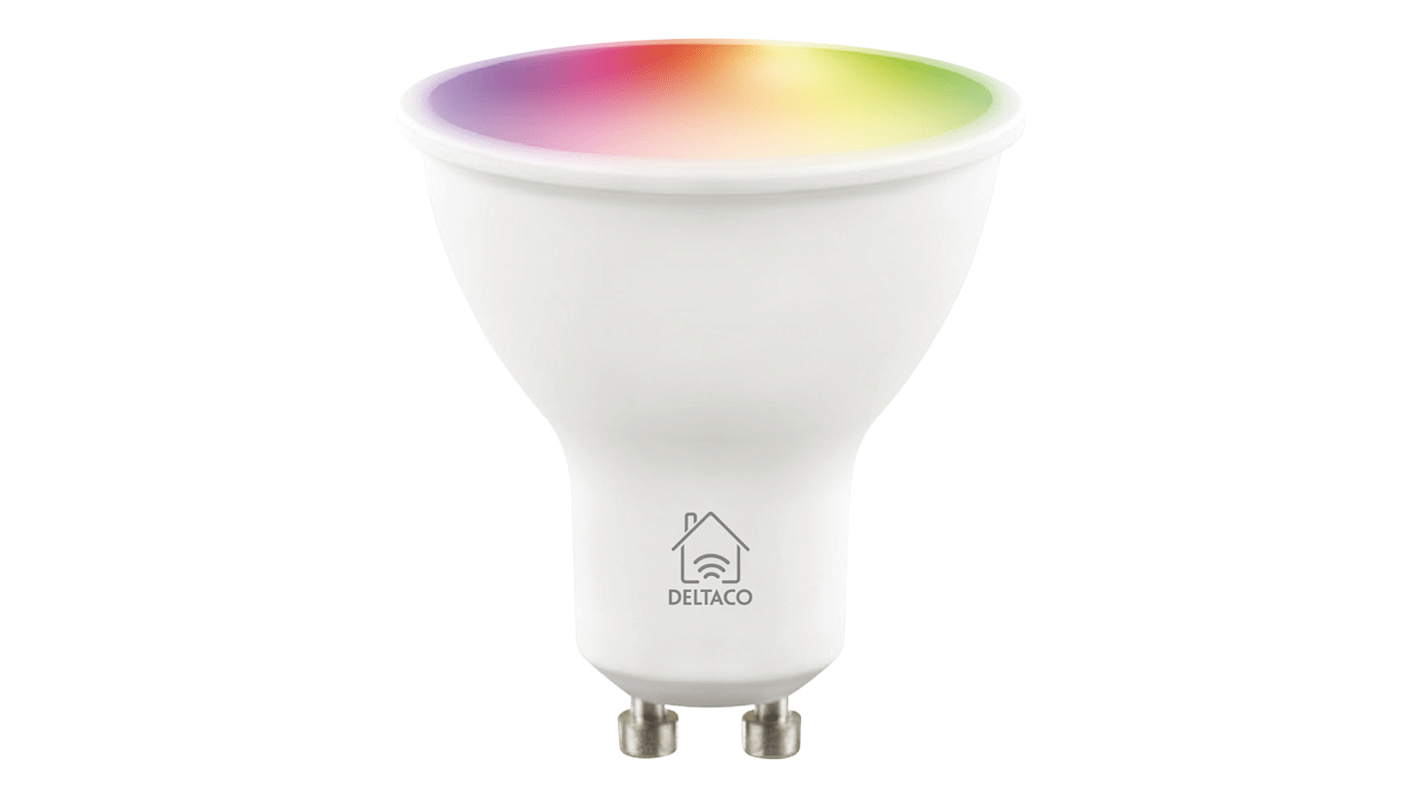 Deltaco Smart Glühbirne Smart Bulb 5 W mit GU10/PAR 16 Sockel 6500K, kaltweiß, RGB, Warmweiß