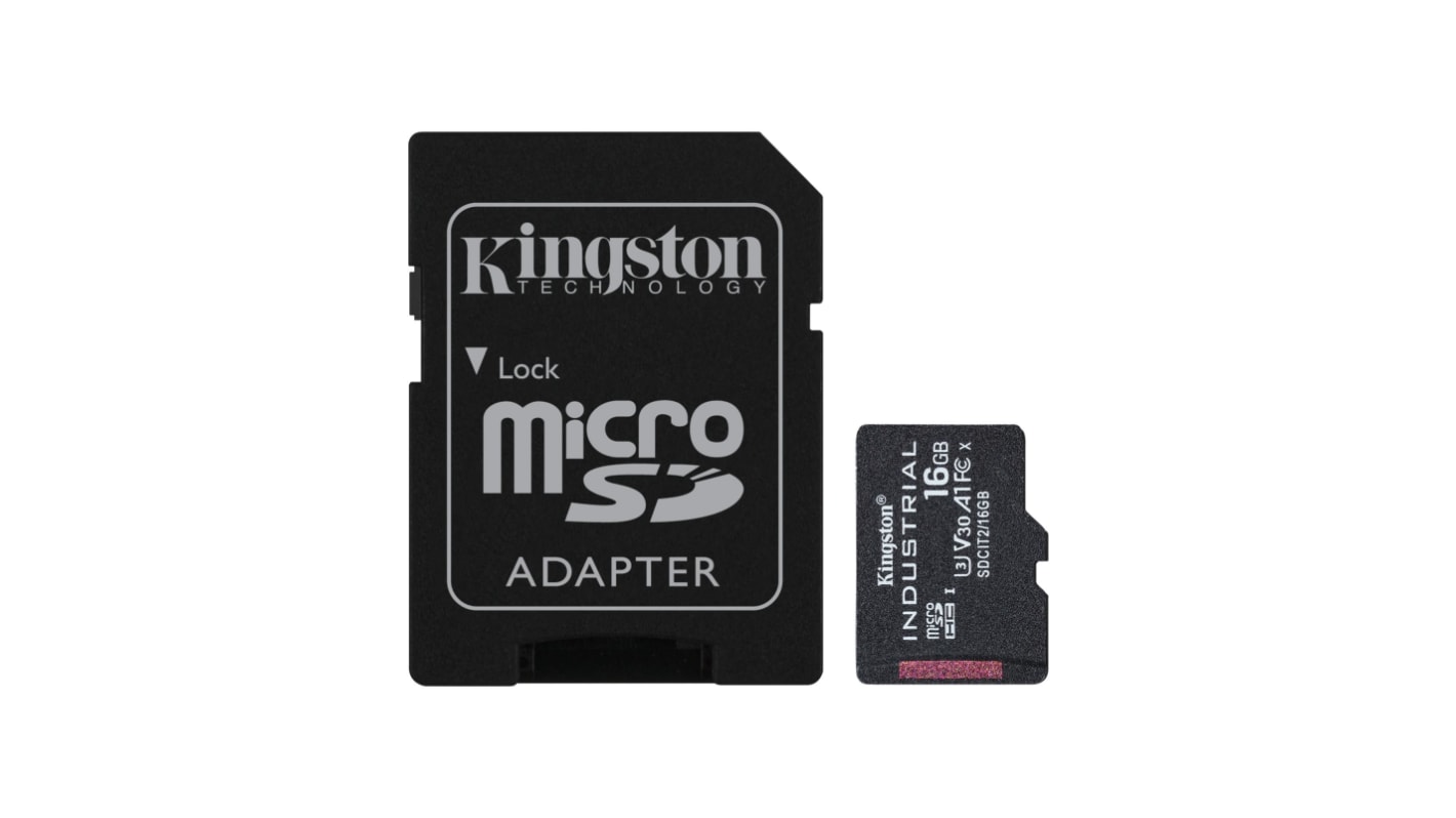 Kingston SDCIT2 Micro SDHC Micro SD Karte 16 GB Class 10, UHS-I, U3, V30, A1 Industrieausführung, TLC