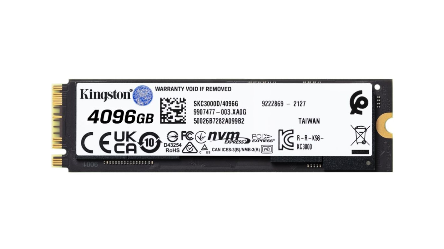 Kingston KC3000, M.2 (2280) Intern SSD-Laufwerk NVMe PCIe Gen 4 x 4, 3D TLC, 4,096 TB, SSD