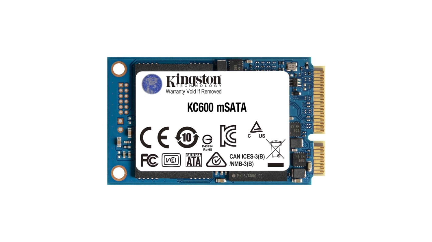 Kingston KC600, mSATA Intern SSD-Laufwerk SATA Revision 3.0 (6 Gbit/s), 3D TLC, 1,024 TB, SSD