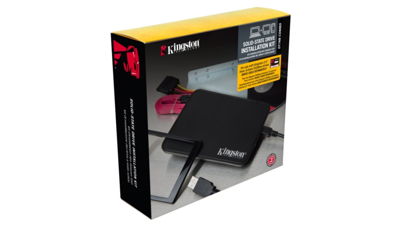 Kingston 硬盘安装套件, 配件套件, 支持2.5 in外形, 尺寸7 → 9.5mm, 支持1个驱动器