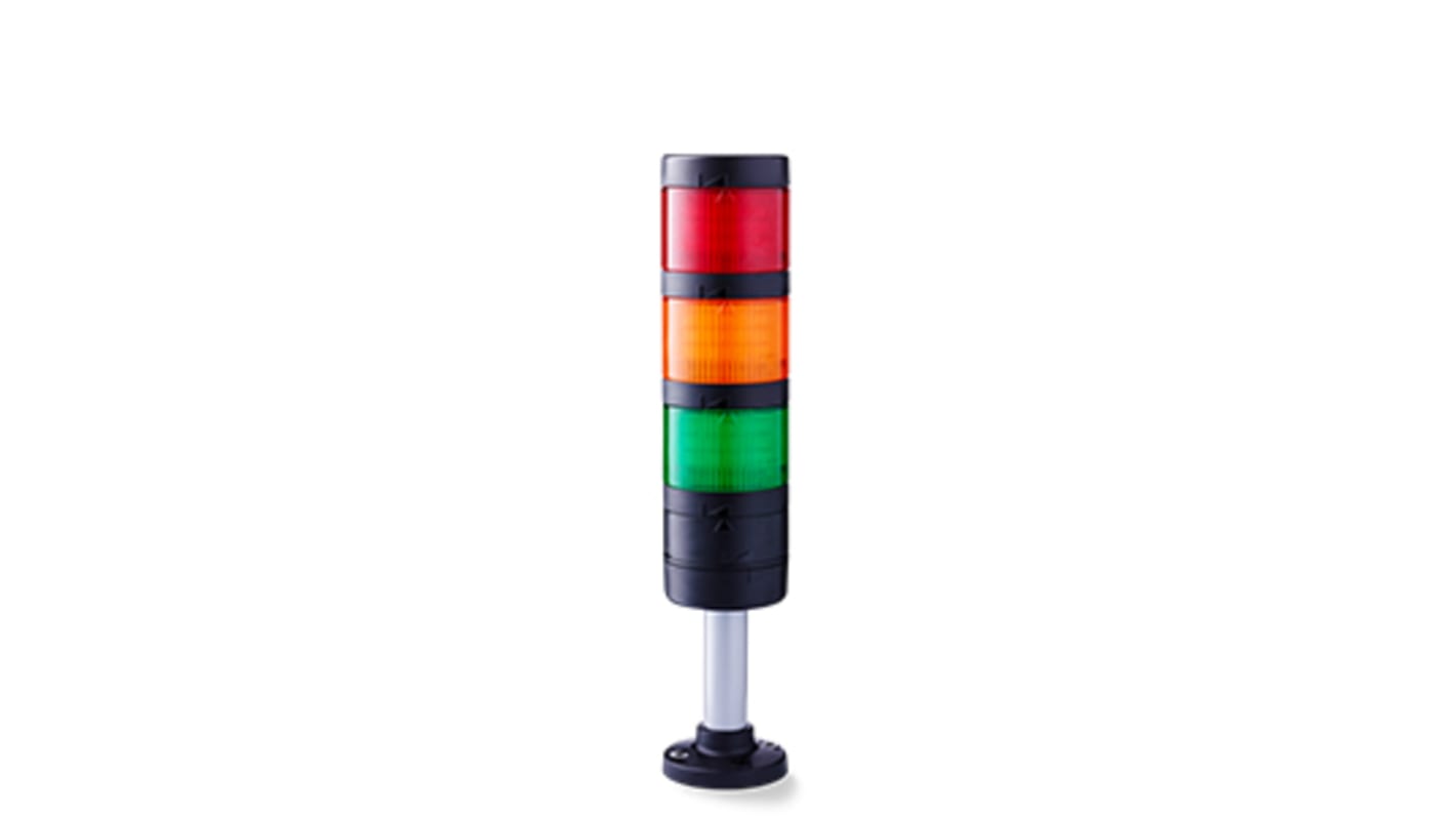 Columna de señalización AUER Signal Modul-Perfect 70, LED, con 3 elementos Ámbar, Verde, Rojo, 24 VCA/VCC